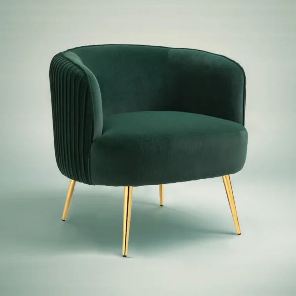 FUFU HANDICRAFT Tufted Velvet Accent Chair in Emerald Green – Luxurious One-Seater Lounge Chair