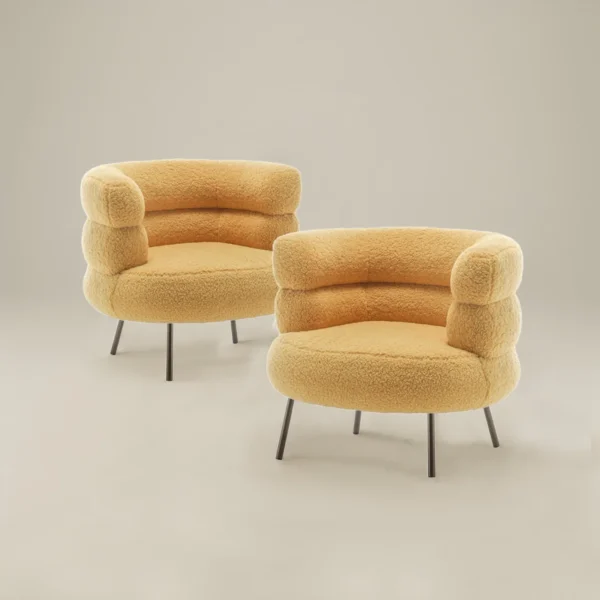 FUFU HANDICRAFT Exquisite Boucle Accent Chair Design Mustard