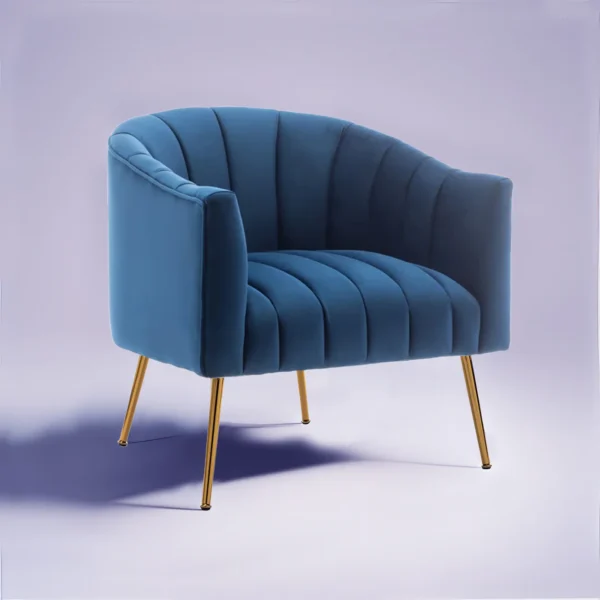 FUFU HANDICRAFT Gilded Lounge Armchair Elegance Velvet Blue colour