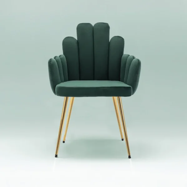 FUFU HANDICRAFT Art Deco Petals Chair in Emerald Green – Luxurious One-Seater Lounge Chair Featuring Petal Design and Plush Velve