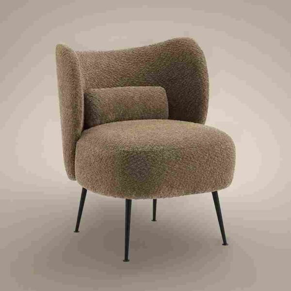 FUFU HANDIRAFT Comfy or Latte Loopback Boucle Lounge Chair.