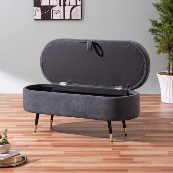 FUFU HANDICRAFT Smoky Daydream Ottoman Bench With Storage GREY