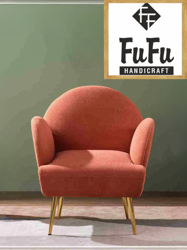 FUFU HANDICRAFT Sunshine Daydream Boucle Lounge Armchair, Orange Color