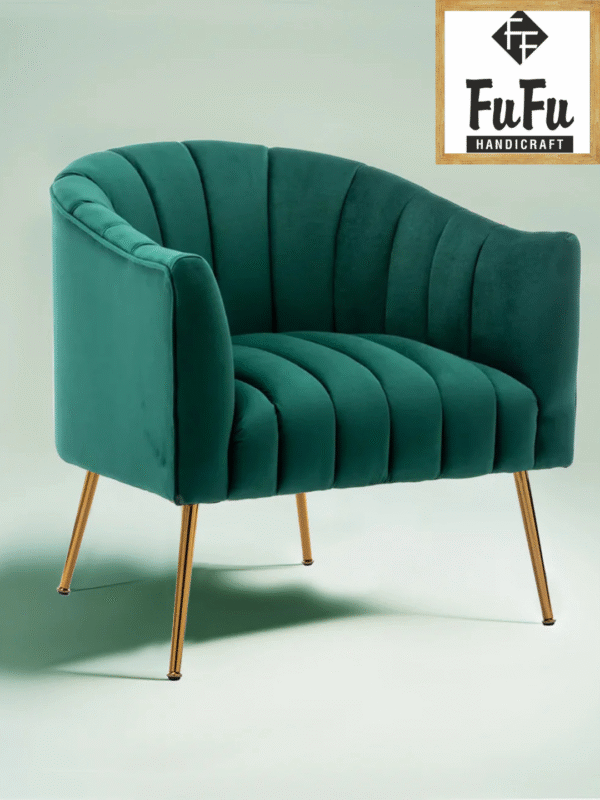 FUFU HANDICRAFT Gilded Lounge Armchair Elegance Velvet in Green colour
